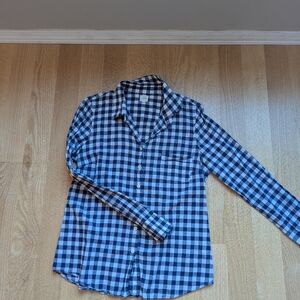 J. Crew Navy and White Perfect Checkered Shirt